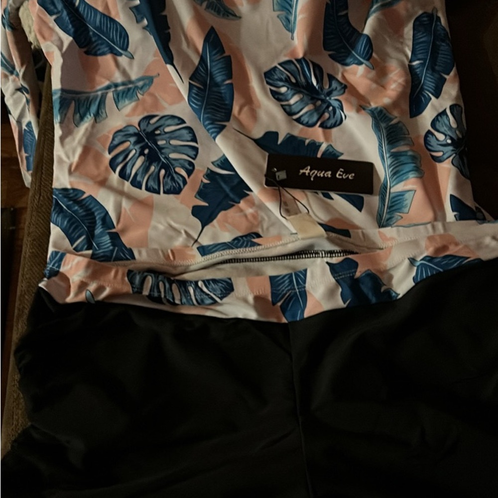 Aqua Eve Tropical Leaf Print Swimsuit